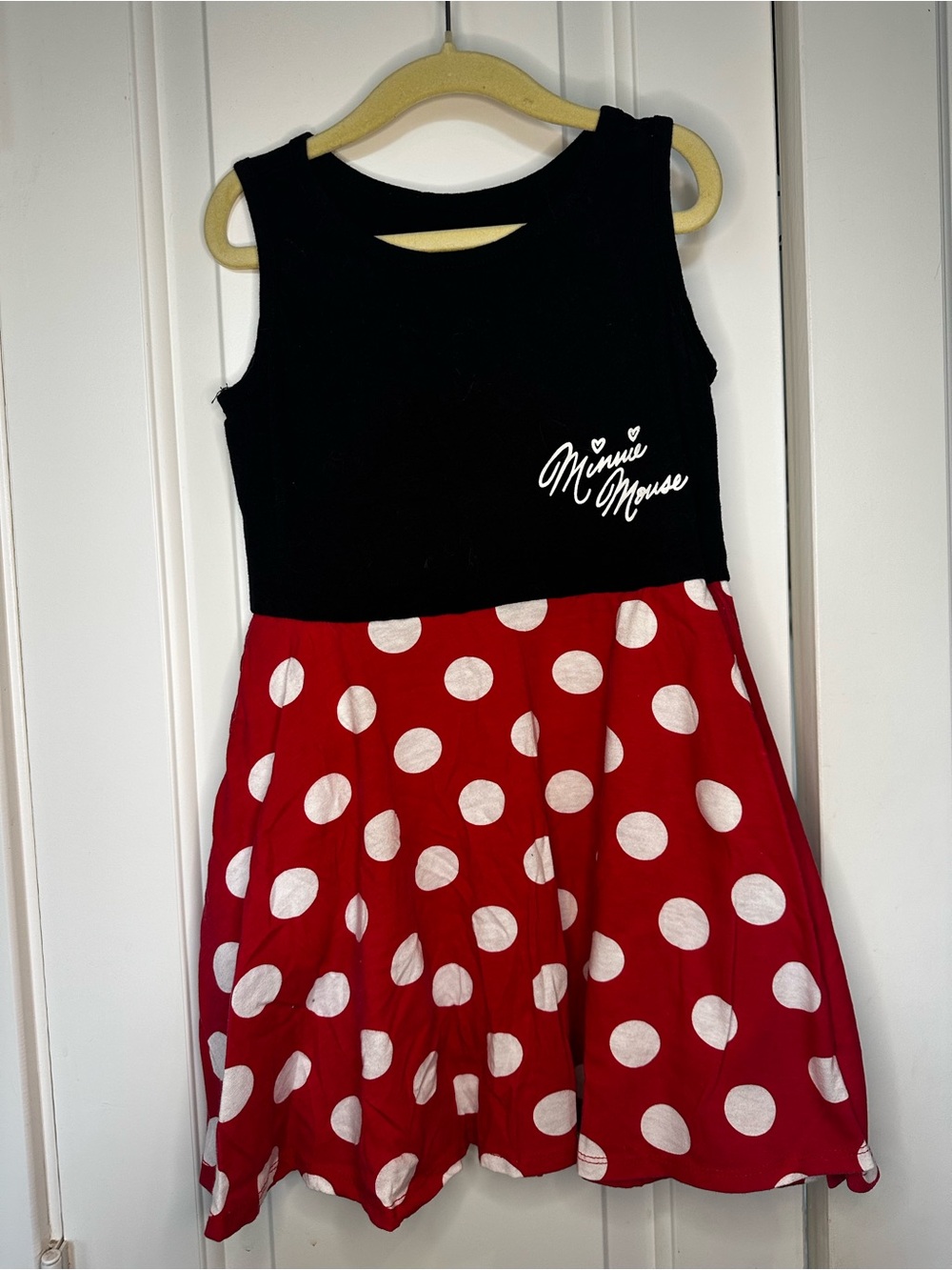 Disney Girls Black Top with Red Polka Dot Skirt Accent